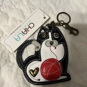 Chala Black and Red Cat Key fob and coin purse